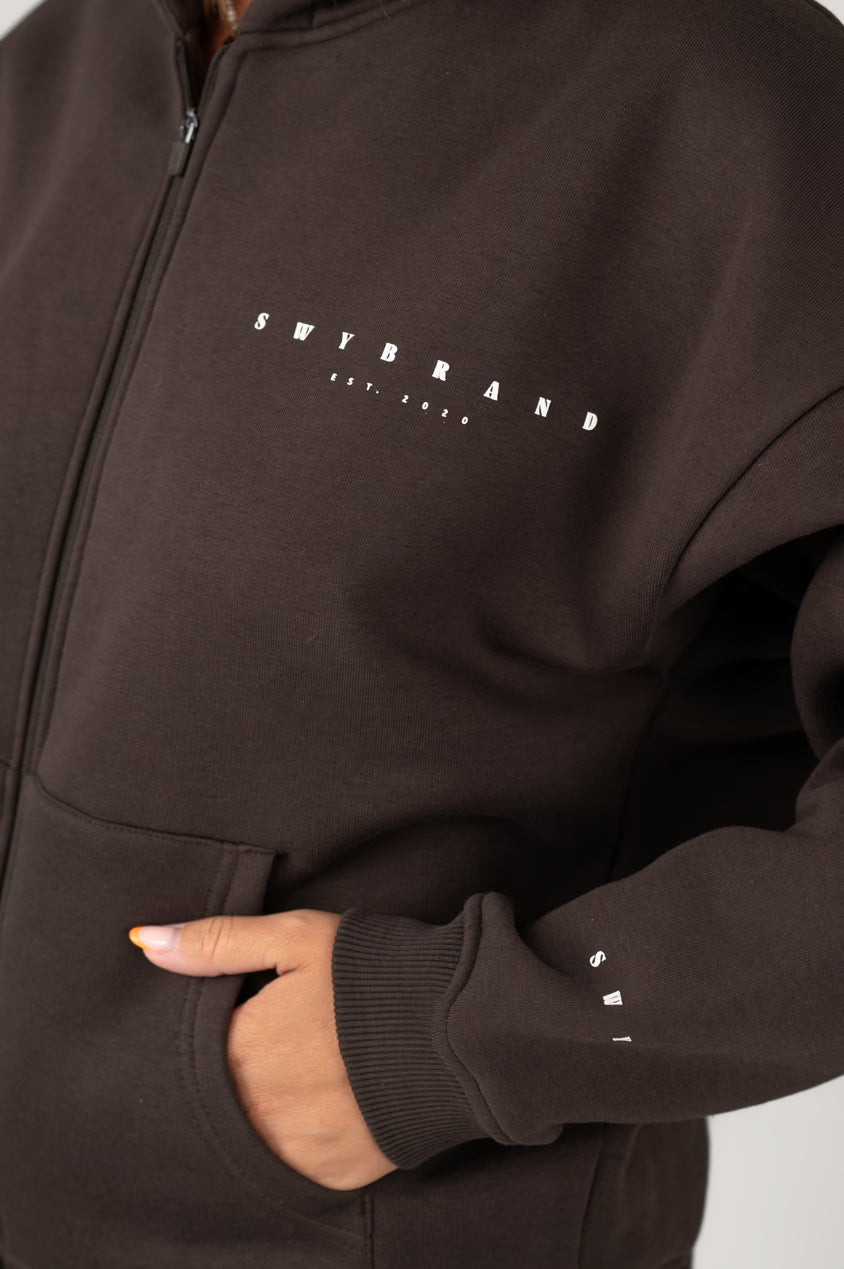 EASE Zip Hoodie Smeđa