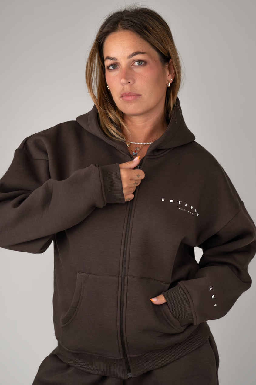EASE Zip Hoodie Smeđa