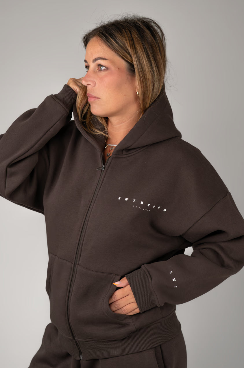 EASE Zip Hoodie Smeđa