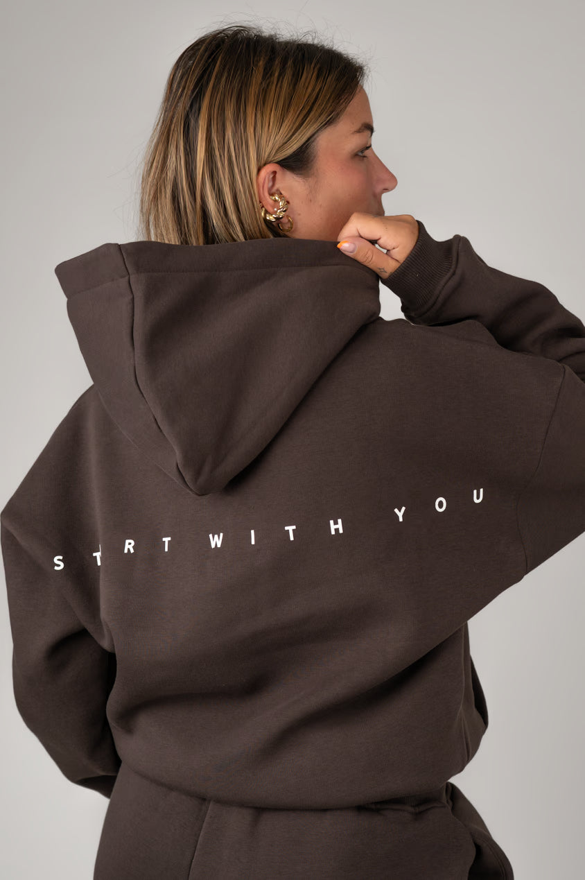 EASE Zip Hoodie Smeđa