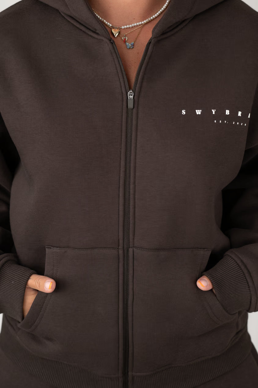 EASE Zip Hoodie Smeđa