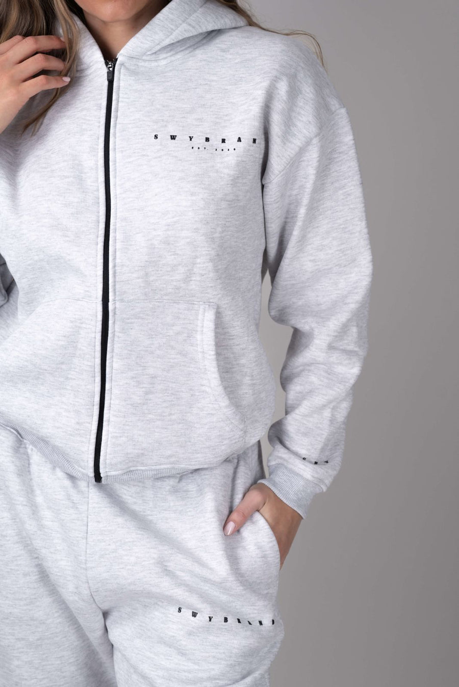 Ease ziphoodie grey-details