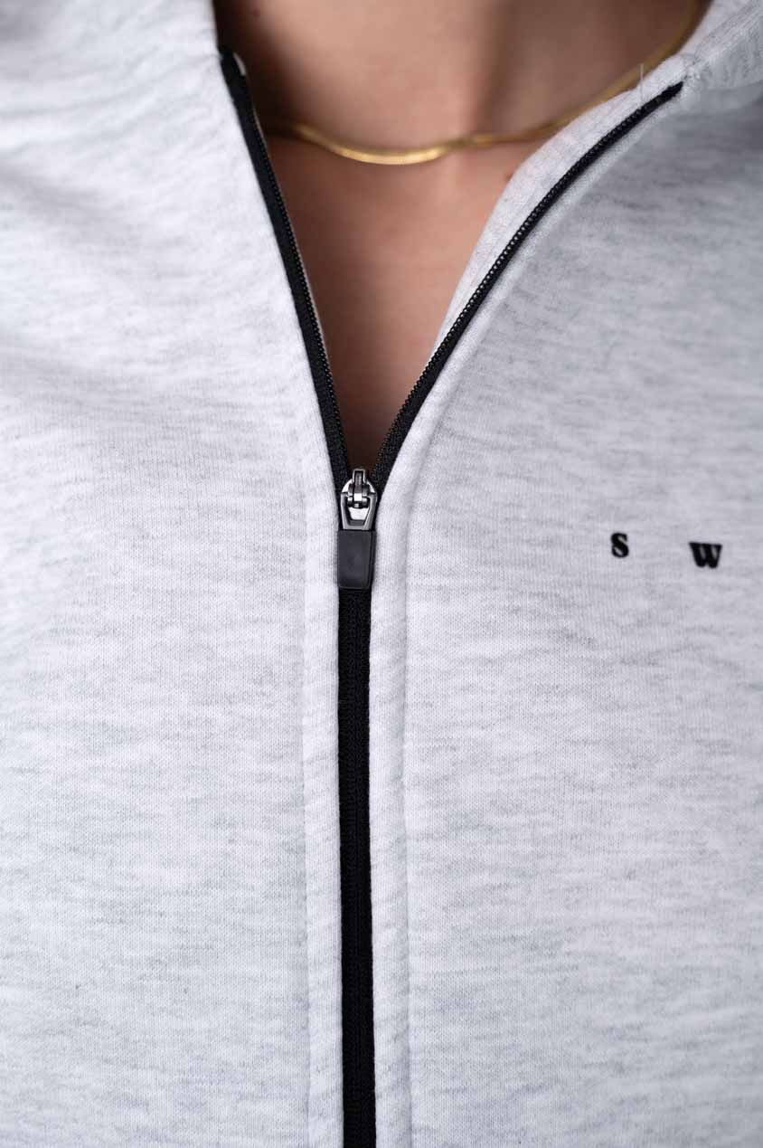 Ease ziphoodie grey-zipper