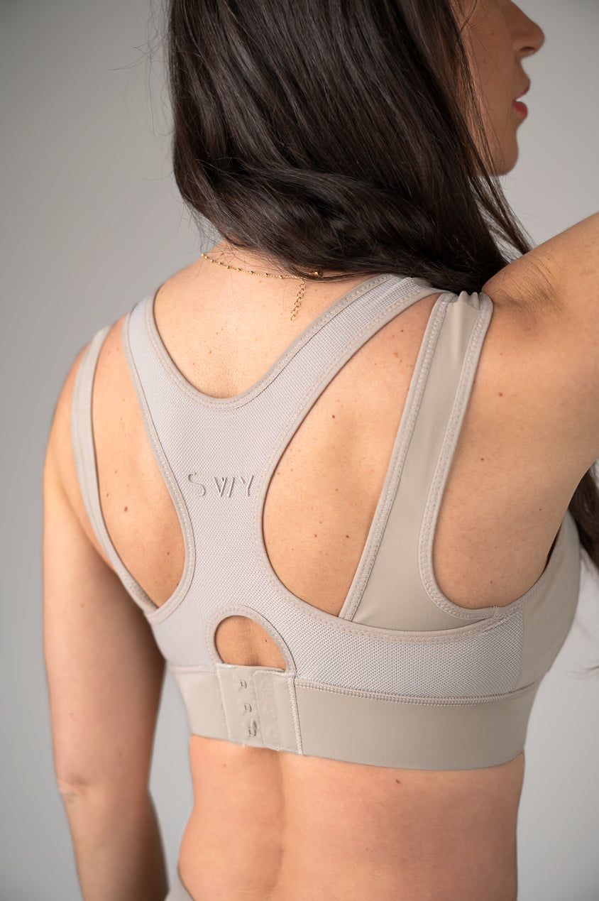High support bra Taupe, back details