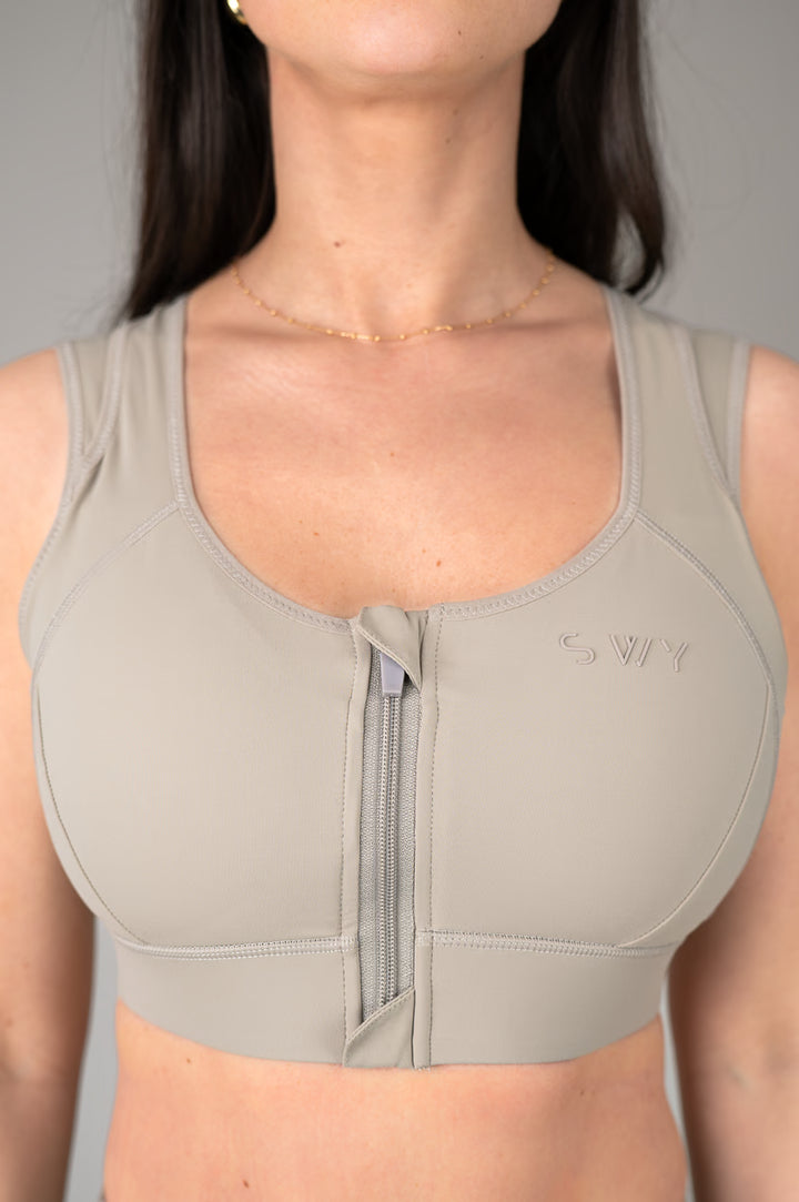 High support bra Taupe, front view 