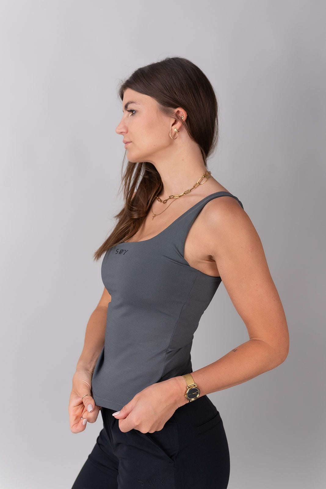 Swy Brand new Office Tank Top v sivi barvi, pogled od strani