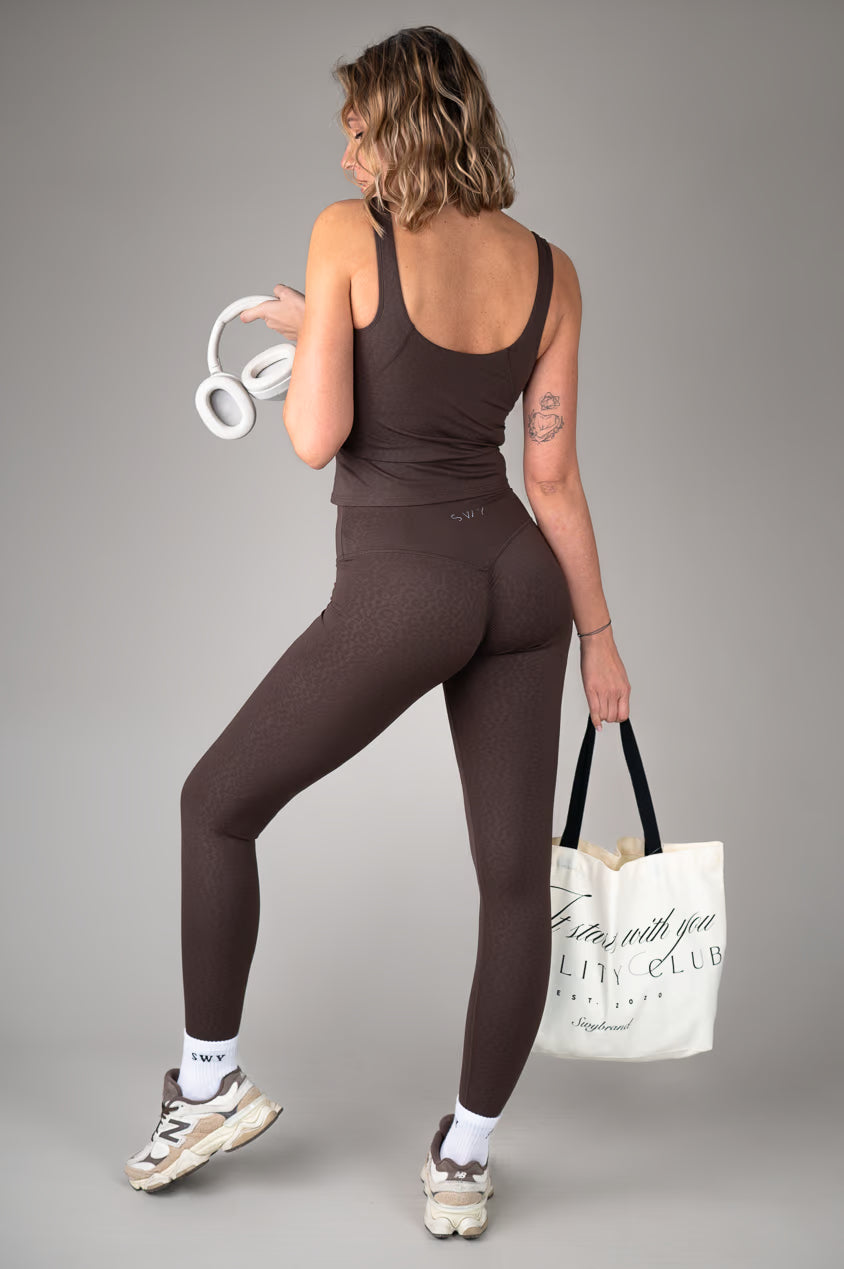 Brown Leopard Hidden Scrunch Leggings back shot