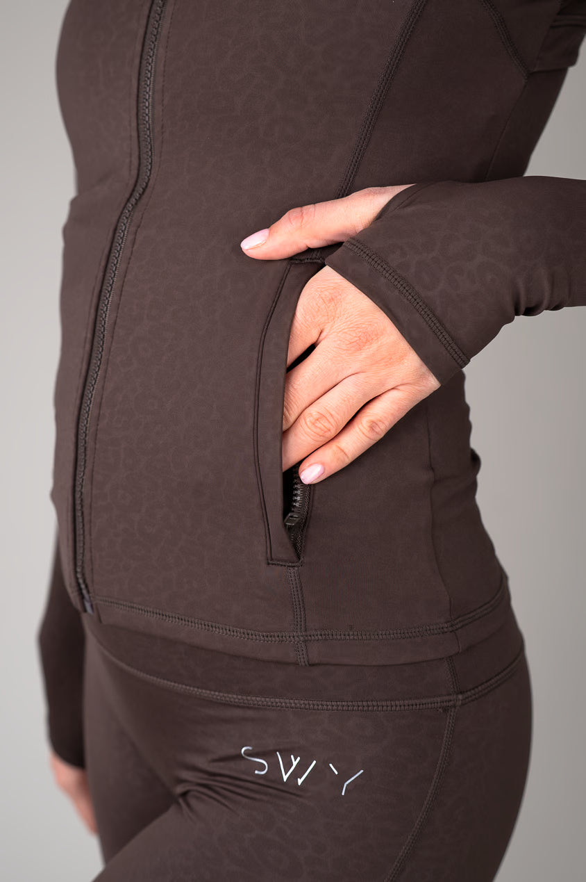 Brown Leopard Shirt with zip pocket detail