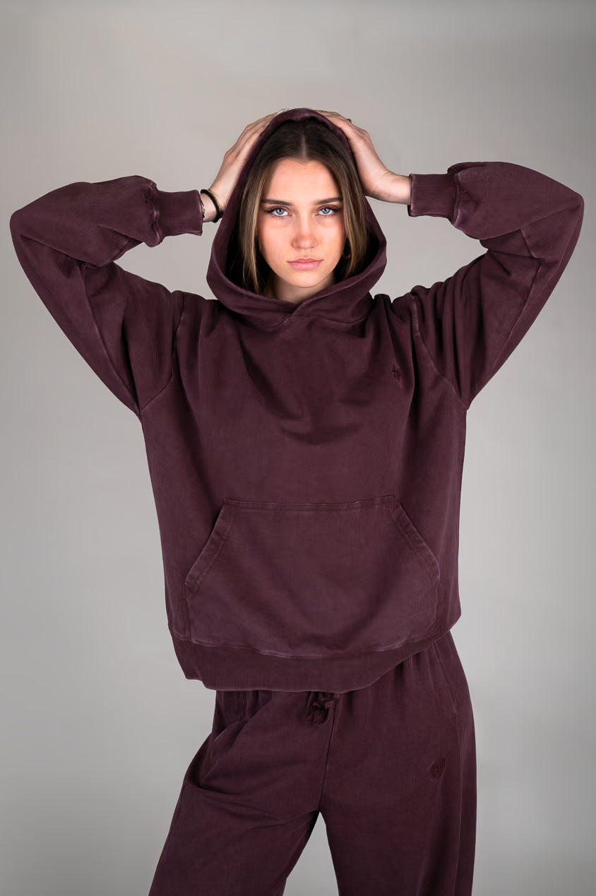 Washed Velvet Hoodie hood 